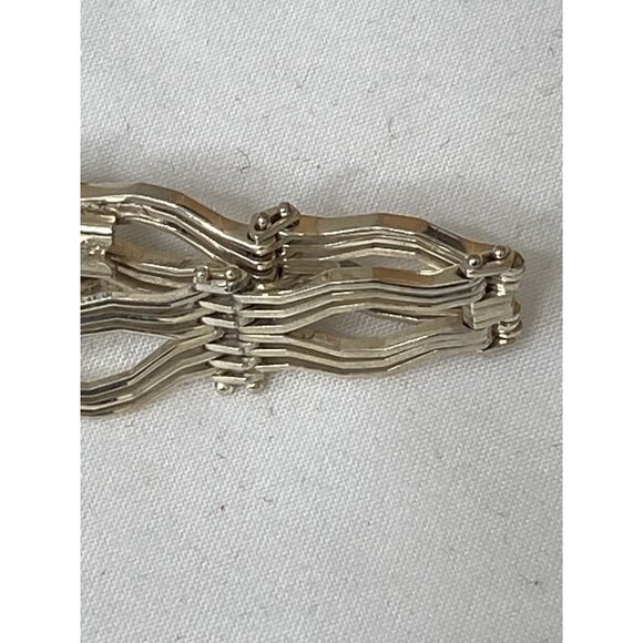 premex 925 sterling silver chain flat link bracelet 7 inches MCM Statement Mod - Picture 3 of 9